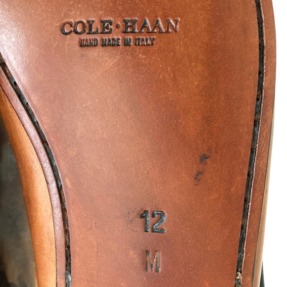 COLE HAAN Leather Tassel Loafers Made in Italy Brown - Picture 9 of 10